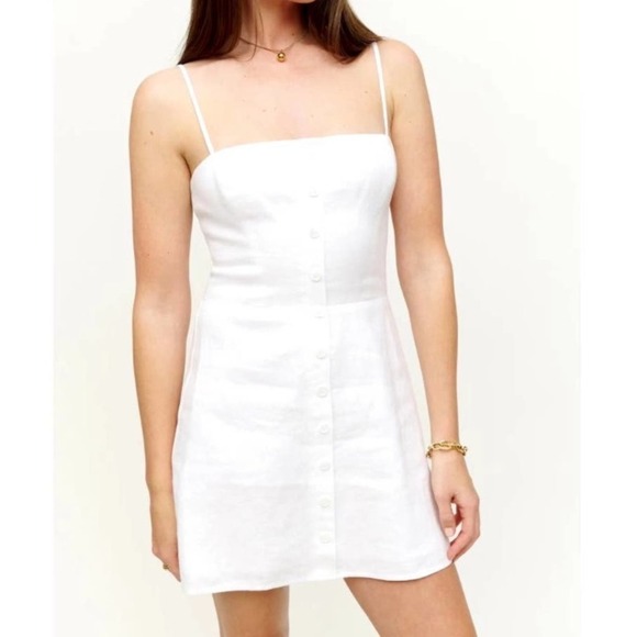 Reformation White Huckleberry Linen Mini Dress 10 NWT